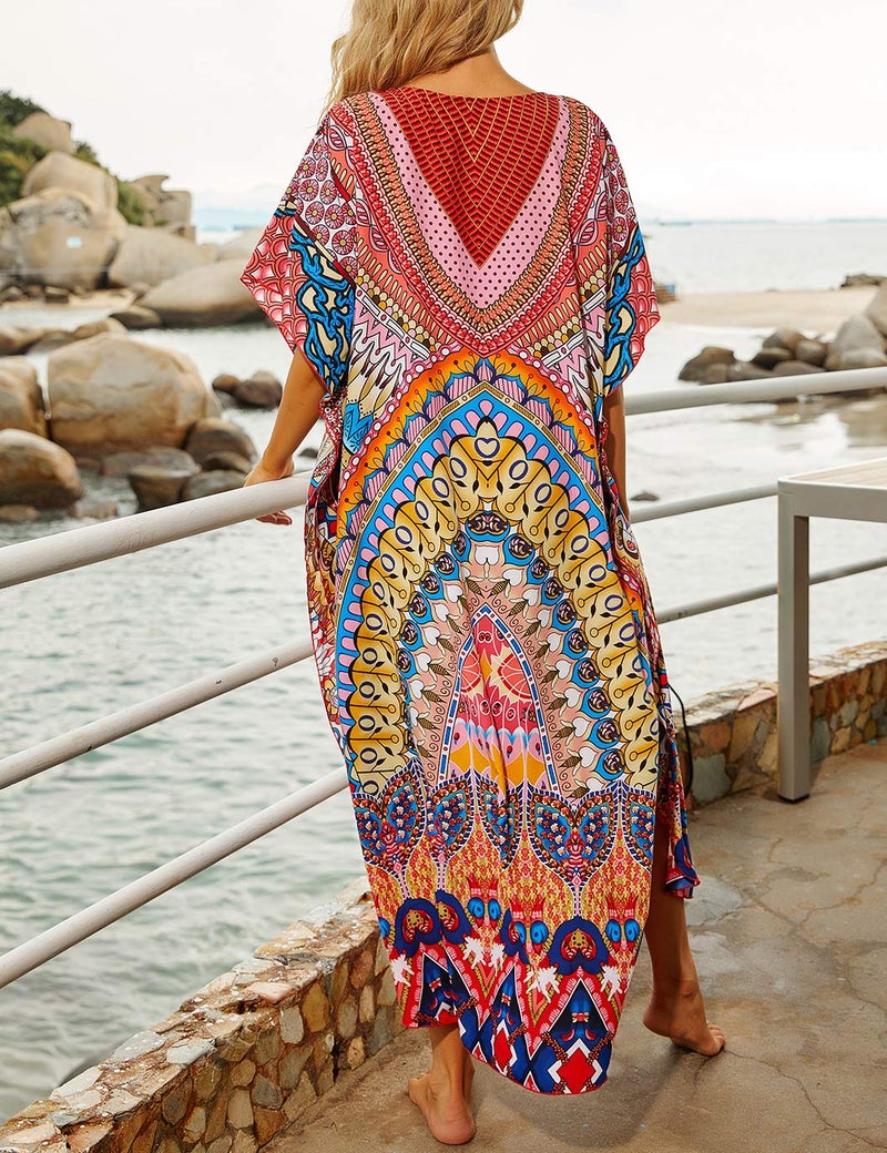 Eddoyee Loose Beach Kaftan Dresses for Women Caftan Swimsuit Cover Up - Image 4